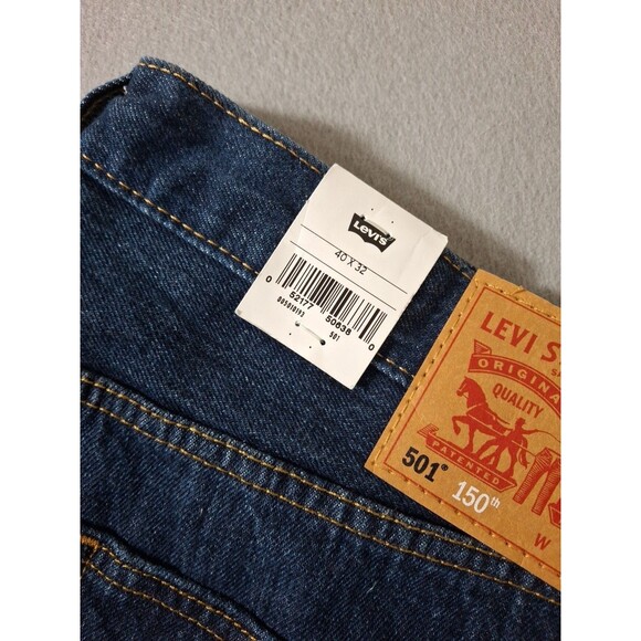 Levi's 501 Original Fit 150th Anniversary Mens 40x32 Jeans Button Fly Dark Wash - Picture 5 of 13